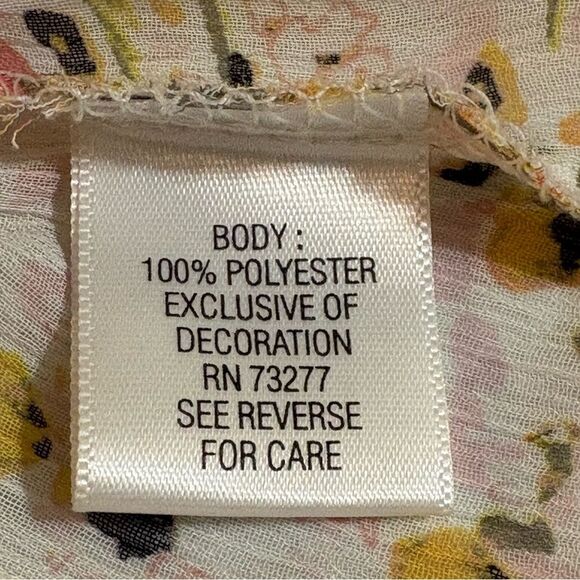 Candie's Cream Peplum Blouse Women’s S with Puff Sleeves Sheer. - Picture 9 of 11